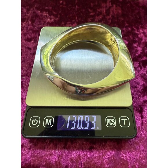 Modern Style Sterling Silver Abstract Bangle Bracelet 130.93g Marked 925 - Picture 5 of 7